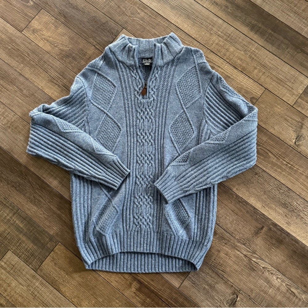 Jos. Men's Gray Cable Knit Sweater